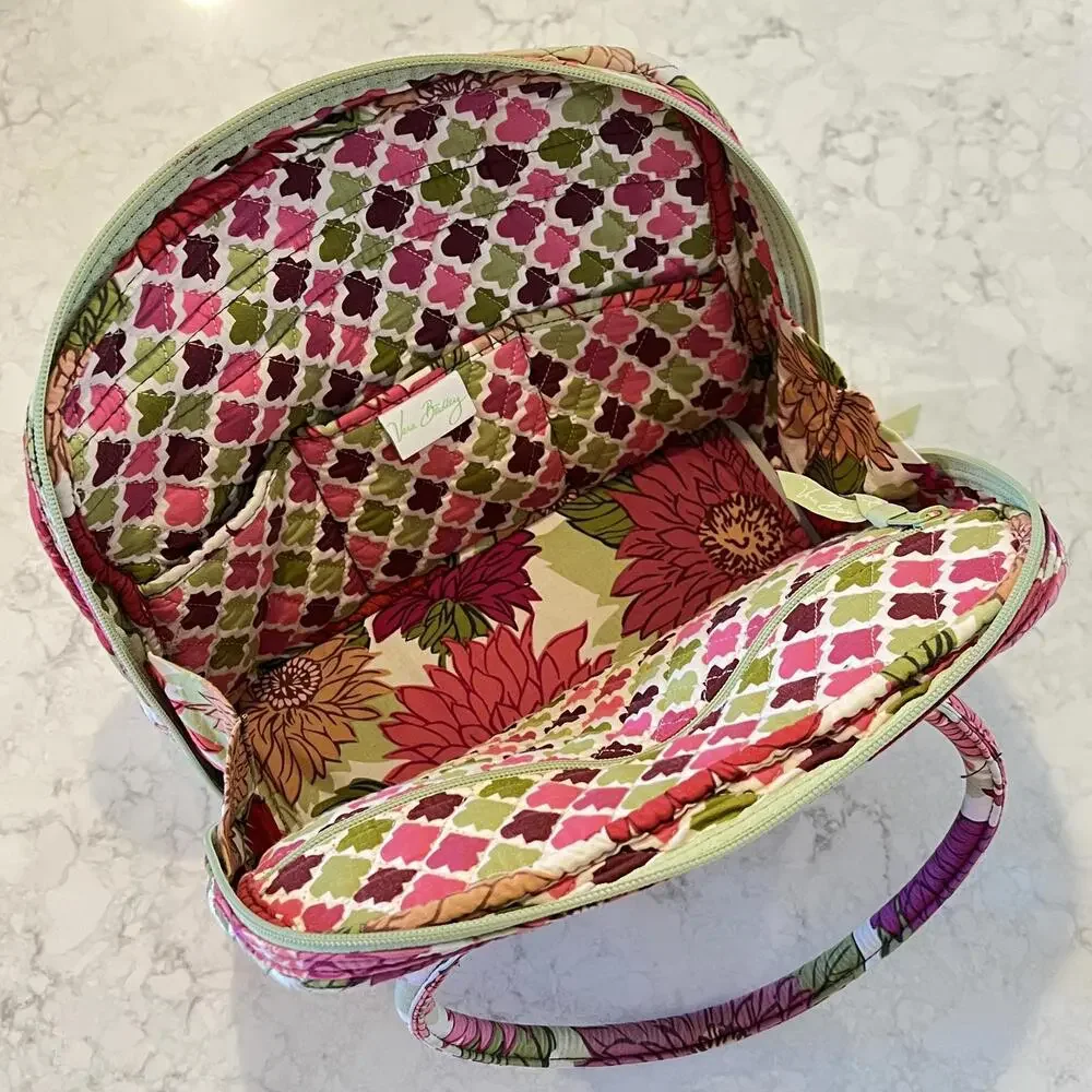 Vera Bradley Bowler Bag Retired Hello Dahlia Pink Red Satchel Purse EUC - Picture 6 of 6